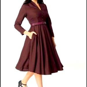 Burgundy Glen Check Swing Dress